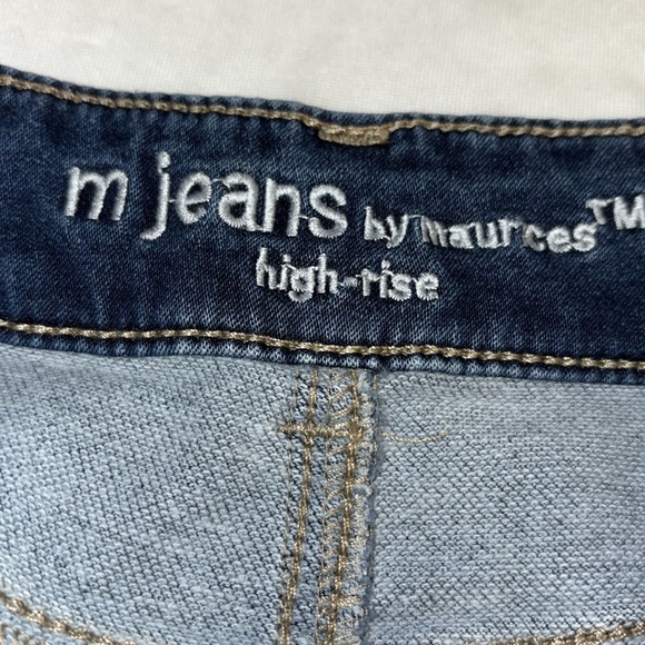 M Jeans by Maurices jeans high rise button/zip distressed w/plaid Sz lg regular - Picture 9 of 11